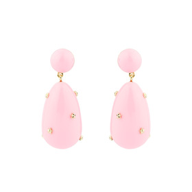 Large earrings with pink enamel with stars