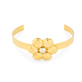 Golden choker necklace with a flower