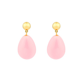 Small golden earrings with pink enamel