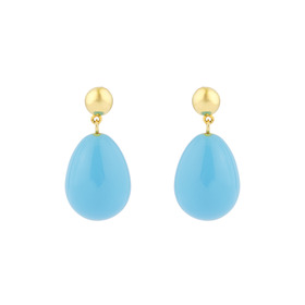 Small golden earrings with blue enamel