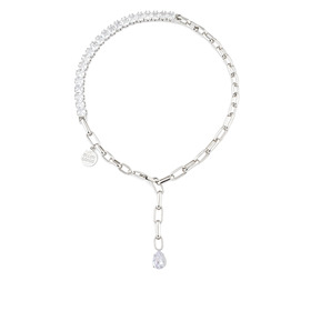 Necklace bracelet with Chain and cubic zirconia