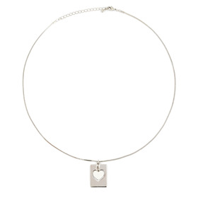 Silver necklace with a pendant with a white heart