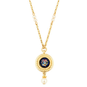 Gold-plated Catalina necklace with mosaic and pearls