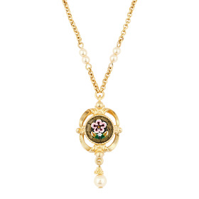 Gold-plated Mella necklace with mosaic and pearls