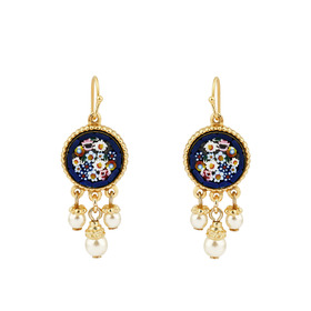 Gold-plated Cicilia earrings with mosaic and pearls