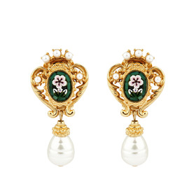 Gold-plated Lapa earrings with mosaic and pearls