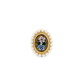 Golden MOSAIC ring with pearls