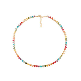 Gold-plated silver necklace with multicolored crystals