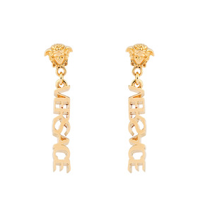Gold earrings with Vercase inscriptions