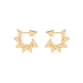 Gold ring earrings with triangles