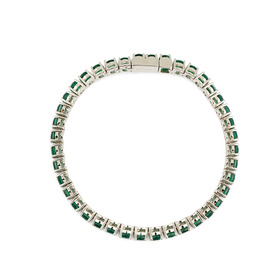 Silver bracelet with a green zirconium track