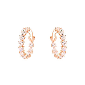 Gold-plated earrings with pink cubic zirconia