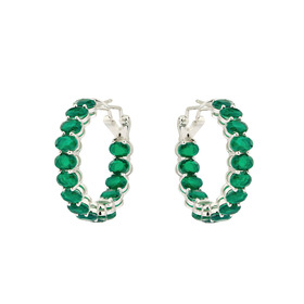 Hoop earrings made of silver with green zirconium