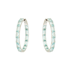 Hoop earrings with blue zirconium