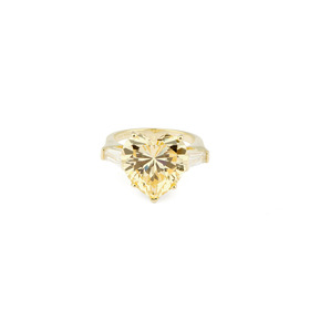 Gold-plated ring with a large yellow crystal heart