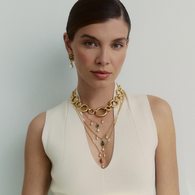 Gold-plated Constantine necklace with Czech glass inserts and pearls