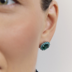 Silver studs with emeralds