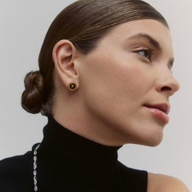 Black Versace Logo Stud Earrings