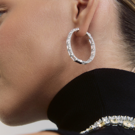 Hoop earrings with white zirconium