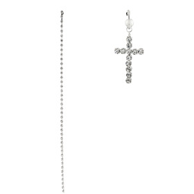 Asymmetric  earrings with a cross and crystals