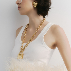 Gold-plated chain necklace with pendant bag