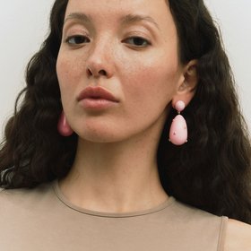 Large earrings with pink enamel with stars