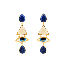 Gold-plated ISIS earrings with lapis lazuli and citrine