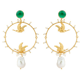 LOVE BIRDS earrings with green onyx