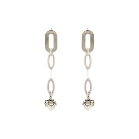 Earrings made of rings with white pearls