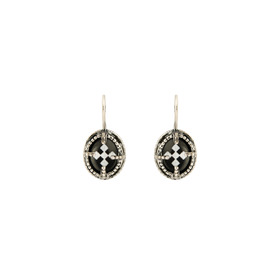 Black earrings with the image of a cross