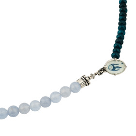 Necklace made of pearls and blue jade