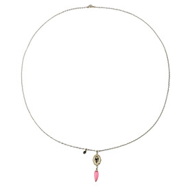 Necklace with crystal pendant and pink stone
