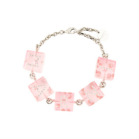 Bracelet with pink volumetric cubes and crystals