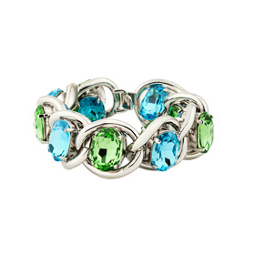 Chain bracelet with green-blue crystals