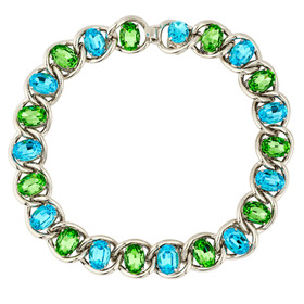 Necklace-chain with green-blue crystals