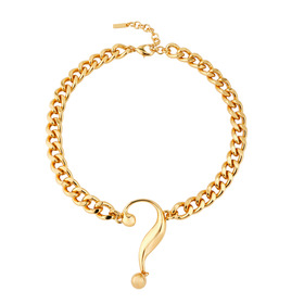 Gold-plated chain necklace with a question mark