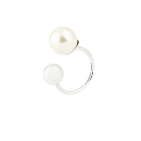 Dina L glass pearl ring with silver coating