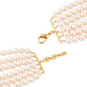 Layered gold-plated pearl necklace with a big heart