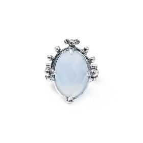 Silver ring with white agate, from the Fly me to the moon collection
