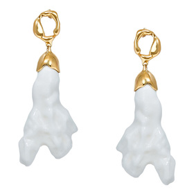 brass earrings with english porcelain corals