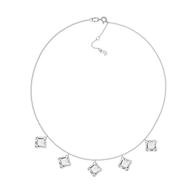 Serene silver necklace with rhinestone pendants
