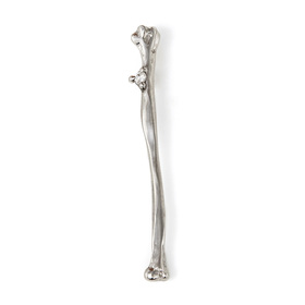 nickel silver bone brooch with clear cubic zirconia