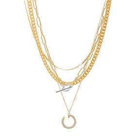 Multi-layered  chain necklace with crystals