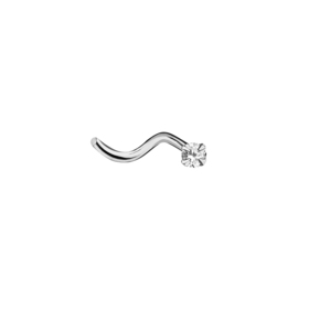silver nose ring with cubic zirconia