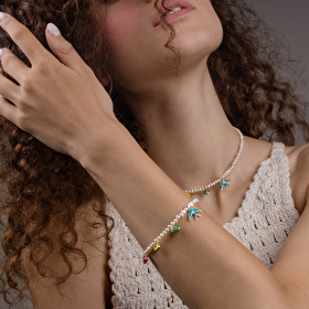 Gold-plated Amulet Color Anklet bracelet made of pearls