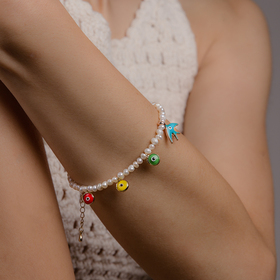 Gold-plated Amulet Color Anklet bracelet made of pearls