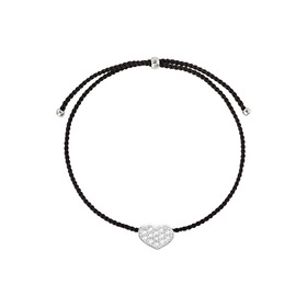 Black Heart thread bracelet with cubic zirconia