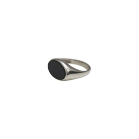 Silver signet ring with black agate