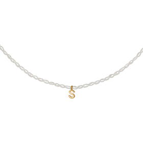 Pearl necklace with the letter S (gold)