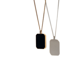 Gold-plated Blank silver pendant with black agate on a chain
